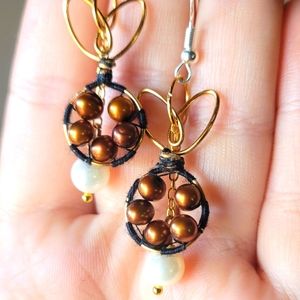 Gold pearl bunny earrings
